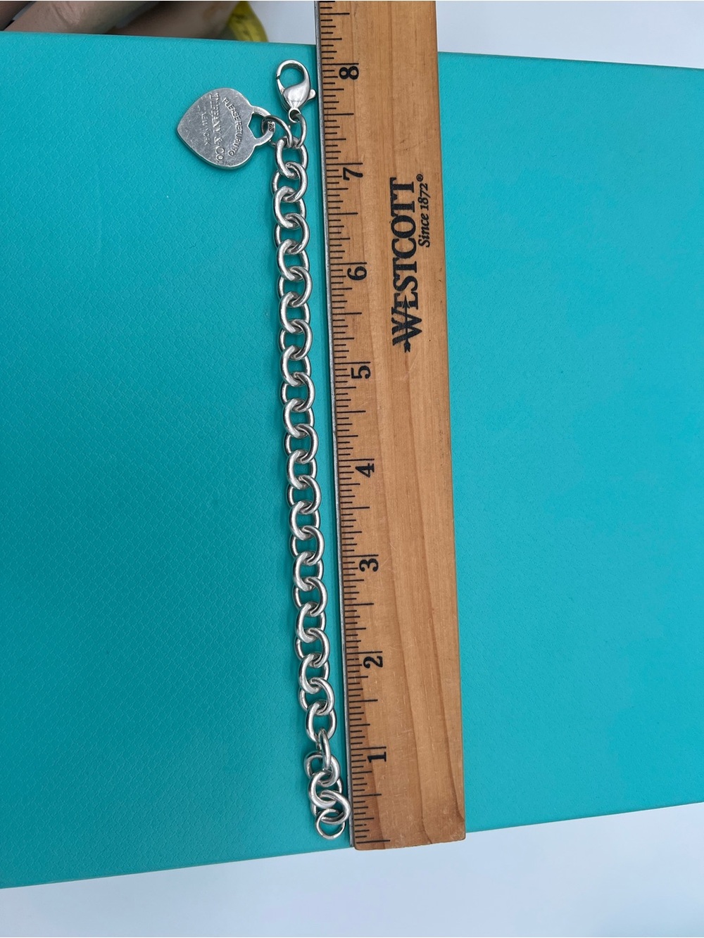 🔴Authentic TIFFANY & CO Sterling Silver RTT Heart Tag Charm Link Bracelet🔴 - Picture 6 of 10